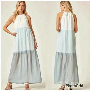 Andre by Unit Colorblock Halter Maxi Dress - Large (NWT)